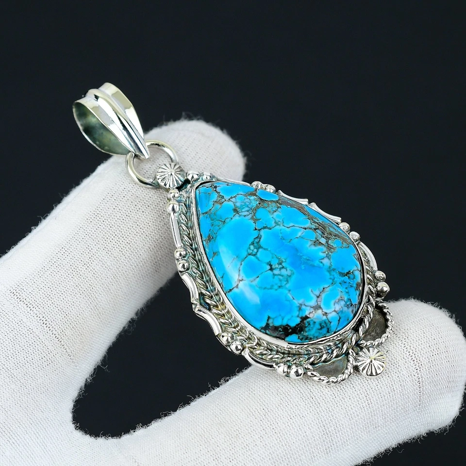 Tibetische Türkis Edelstein Anhänger Handgemacht 925 Sterling Silber für Sie - Bild 1 von 4