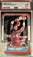 1986 Fleer #7 Charles Barkley Rookie RC PSA 9(OC). Great Color And Sharp Edges.