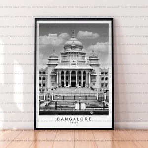 Póster Bangalore impresión sin marco arte de pared Bangalore India póster blanco y negro - Imagen 1 de 2