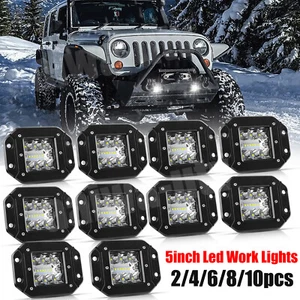 5" Flush Mount LED Work Light Bar Pods Spot Rear Bumper Reverse Fog Lamp - Picture 1 of 19