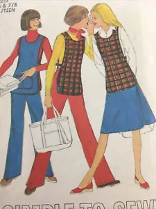 1977 Simplicity 8119 De Colección Patrón de Costura JR Adolescentes Tabardo Pantalones Falda Talla 5/6 7/8 - Imagen 1 de 5