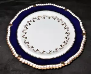 Spode Y3956 Cobalt Band, White Beaded Rim, Gold Flowers Lunch or Salad Plate 9" - Picture 1 of 3