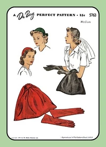 Mütze Schnittmuster Mütze HANDSCHUH Calot TASCHE Handgelenk BEUTELTASCHE SACK DuBarry 5763 Vintage 1943 Med - Bild 1 von 5