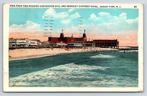 Vista postal desde Pier Convention Hall, Berkeley Carteret Hotel Asbury Park, Nueva Jersey - Imagen 1 de 2