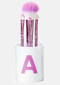 Justice 4 Brush Set Just Shine Cosmetic Makeup Glitter Handle Initial Store Cup - Picture 1 of 3