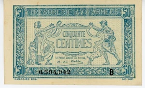 1917 FRANKREICH TRESORERIE AUX ARMEES 50 Centimes Serie I Schön! JFJ 20 - Bild 1 von 2