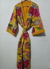 Indyjska 100% bawełna Kwiatowy nadruk Damska Kantha Pikowana kurtka Kimono Płaszcz kąpielowy Sukienka