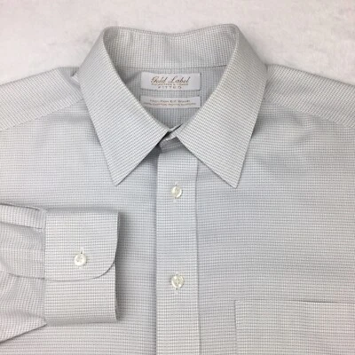 Roundtree & Yorke Gold Label Dress Shirt Mens 16-33 Gray/White Royal Oxford - Image 1 of 4