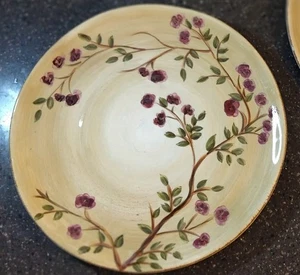 Pair Plates Tabletops Unlimited Peacock floral dinner hand painted vtg - Picture 1 of 6