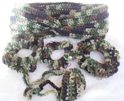 Juego de 5 piezas a juego diadema retorcida calentador de orejas corbatas para el cabello para mujer nuevo ganchillo Foto 1 de 3