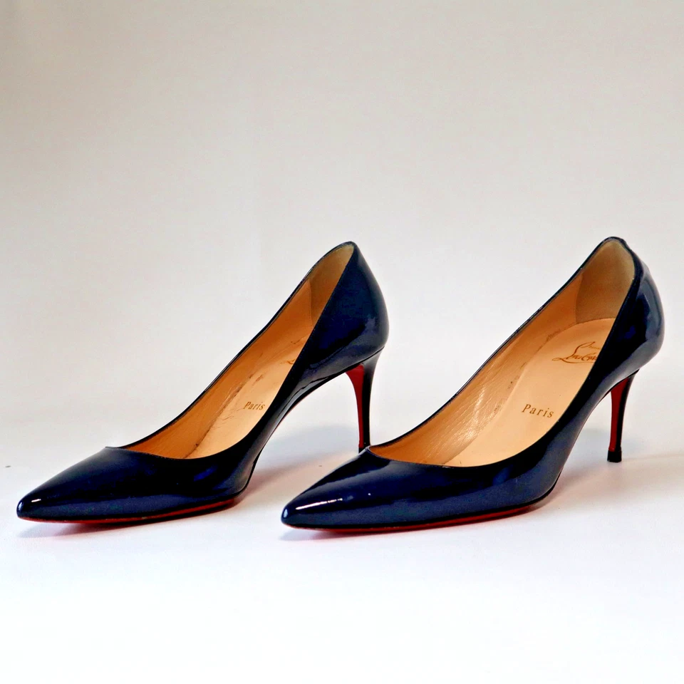Christian Louboutin Pigalle pump spike heel blue patent leather shoe 38 7.5 - 8 - Image 1 of 4