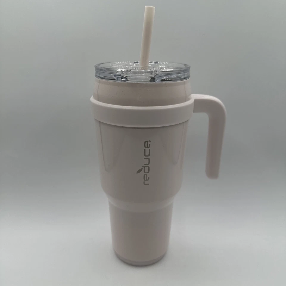Reduce Pink Travel Tumbler w/Straw & Lid. Insulated Stainless Steel 40 oz.