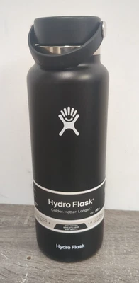 Bottiglia d'acqua Hydro Flask nera a bocca larga - 40 oz - Immagine 1 di 3