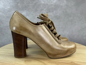 ZAPATOS CON CORDONES ESTILO OXFORD TACÓN ALTO CUERO MARRÓN TOPO CHLOE TALLA 38 US 8 - Imagen 1 de 12
