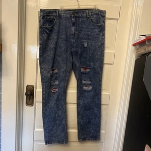Vtg Kaalu Acid Wash Jeans Classic 90s Y2K Style Sz 42 32 Hip Hop Urban Distress - Picture 1 of 5