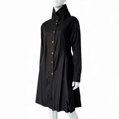 MOYURU Japón Vestido Negro Algodón Asimétrico Camisa Abrigo Cuello Alto Vanguardia M  Foto 1 de 4