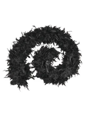 Black Feather Boa 80g Flapper Burlesque 1920s Fancy Dress Costume Accessory - Image 1 of 2