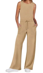 ANRABESS Women’s Wide Leg Khaki Jumpsuits Medium New - Imagen 1 de 9