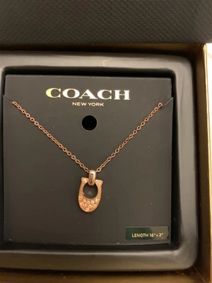 全新带标签蔻驰签名 C 项链 F54517 铺路玫瑰金链全新小饰品 — 第 1/4 张图片