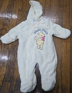 Disney Baby Winnie the Pooh Bear Infant Snow Suit Hooded Bunting Sz 0-3 Months - Picture 1 of 5