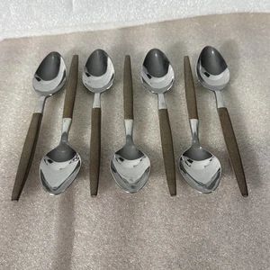 Vintage 7 Stück Ecko Eterna Kanu Muffin Teelöffel MCM Besteck Löffel geschmiedeter Stahl - Bild 1 von 13