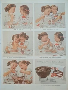 1955 vintage Jell-O print ad. Instant Chocolate Pudding, Young Girls - Picture 1 of 1