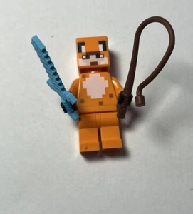Authentic Lego - Minecraft Fox Skin Minifigure W/ Fishing Rod And Sword - Picture 1 of 2