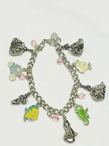 Disney Charm Bracelet Chain Silver Tone And Enameled 7 1/2" - Picture 1 of 6