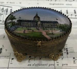 Pequeña caja de joyas antigua francesa vista de París Petit Palais c1900 - Imagen 1 de 7