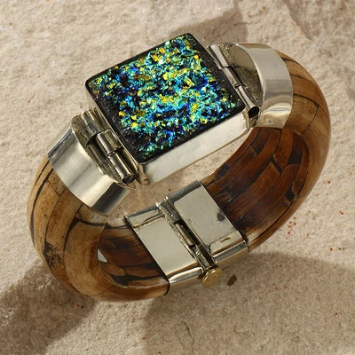 Nova Pulseira Tara Mesa Titânio Amarelo Drusy & Brown Bone [MSRP~$525] - Imagem 1 de 2