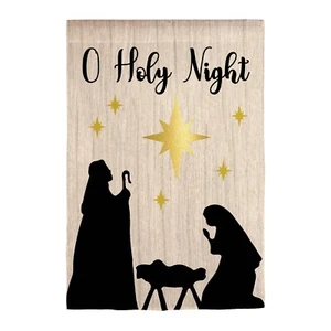 *OPEN FLAG* Nativity Silhouette 14B9385 Evergreen BURLAP Garden Flag 12.5" x 18" - Picture 1 of 2