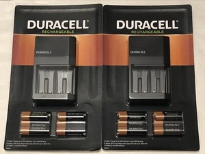 2-Pack) DURACELL Rechargeable Batteries Value Charger SET w/ 6 AA & 2 AAA NiMH - Picture 1 of 6