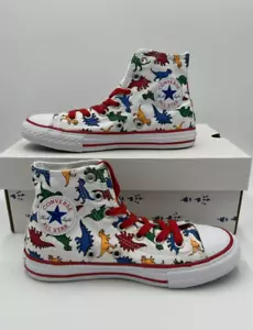 Sneakers Converse CHUCK TAYLOR dinosauri bianchi bambino tela 663636C 2 anni EU 33,5 - Foto 1 di 8