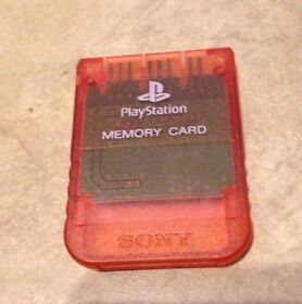 Playstation 1 Official Sony Brand memory card in Clear Red Watermelon color PS1