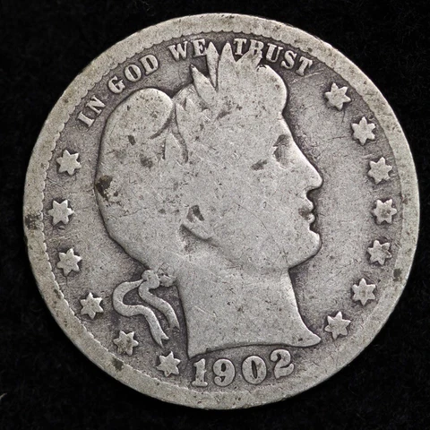 1902-S Silver Barber Quarter GOOD FREE SHIPPING Cover