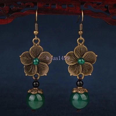 metal flowers vintage ethnic green earrings for women 18 design - Image 1 of 4