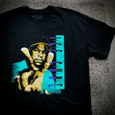 CAMISETA RAPERO ICE CUBE 2XL para hombre negro verde azulado retro años 90 rap hip hop signo de la paz XXL Foto 1 de 4