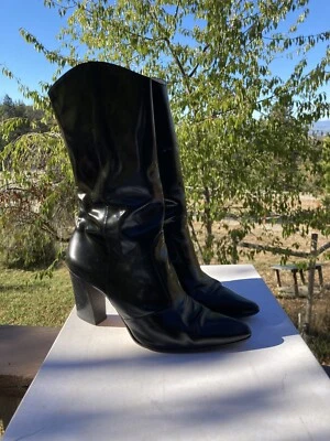 Botas altas negras Cynthia Rowley hechas en Italia 8,5 Beverly Hills Saks 5th Ave. Foto 1 de 4