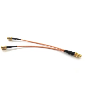 SMA female to 2X RP SMA plug coaxial cable Y type splitter pigtail RG316 15cm - Picture 1 of 4