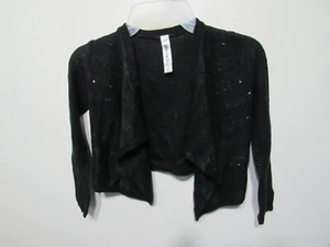 Cherokee Shrug Size XS 4-5 Girls Black Sequins Long Sleeve Waterfall Front - Picture 1 of 3