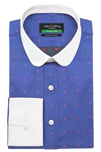 Camisa de Noche Para Hombre Peaky Blinders Vintage Cuello Penny Club Azul Real Lisa Fecha - Imagen 1 de 7
