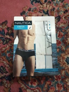 MENS NAUTICA 3 PAIRS WHITE CLASSIC FIT STRETCH BRIEFS Size XL RETAILS $39.00 - Picture 1 of 5