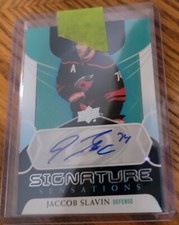 2020-21 Upper Deck Series 1 Jaccob Slavin Signature Sensations Card #SS-JS