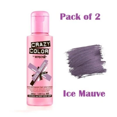 2 X Crazy Color Semi Permanente Haarfarbe Eis Mauve - 100 Ml (Packung Mit 2) - Bild 1 von 3