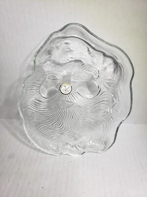 Santa Claus Glass Plate Crystal Clear made in Indonesia Christmas Holiday Party - Изображение 1 из 4