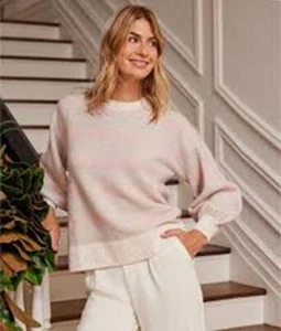 Suéter SUMMERSALT El más acogedor de mezcla de lana merino de cachemir a rayas suaves, talla XS - Imagen 1 de 12