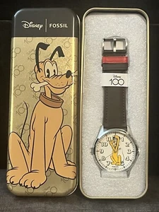 Fossil Disney Pluto Watch Brown SE1116 Black leather New - Picture 1 of 7