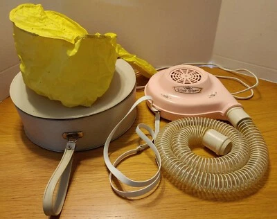Vintage Miracle Princess Soft Bonnet Pink Hair Dryer w/ yellow bonnet - WORKING - Image 1 of 4