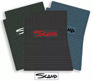 Rubber 4pc Floor Mats for 1971-1976 Plymouth Scamp - Pick Logo & Color - Foto 1 di 6