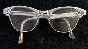ARTCRAFT Eyeglass Frames Horn CATEYE ALUM 44 12K GF 1/1C 20MM 4 5 1/4 SilverTone - Picture 1 of 6